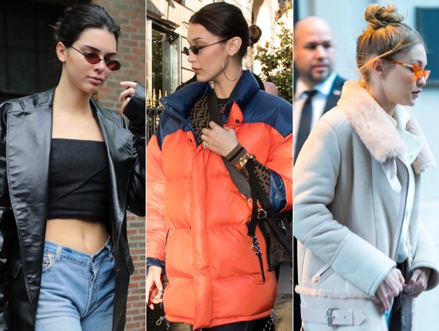 Kendall Jenner and Bella and Gigi Hadid wear small sunglasses