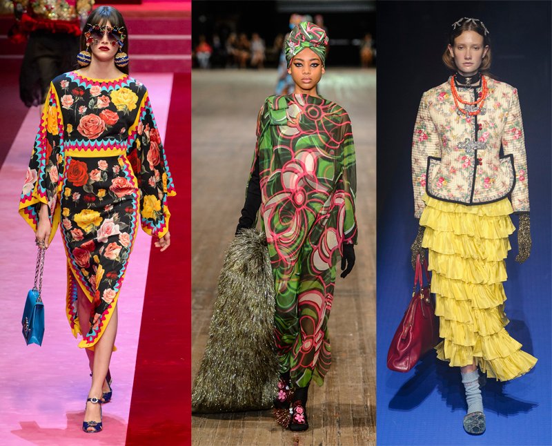 Retro florals as seen on the Dolce & Gabbana, Marc Jacobs and Gucci Spring 2018 runways