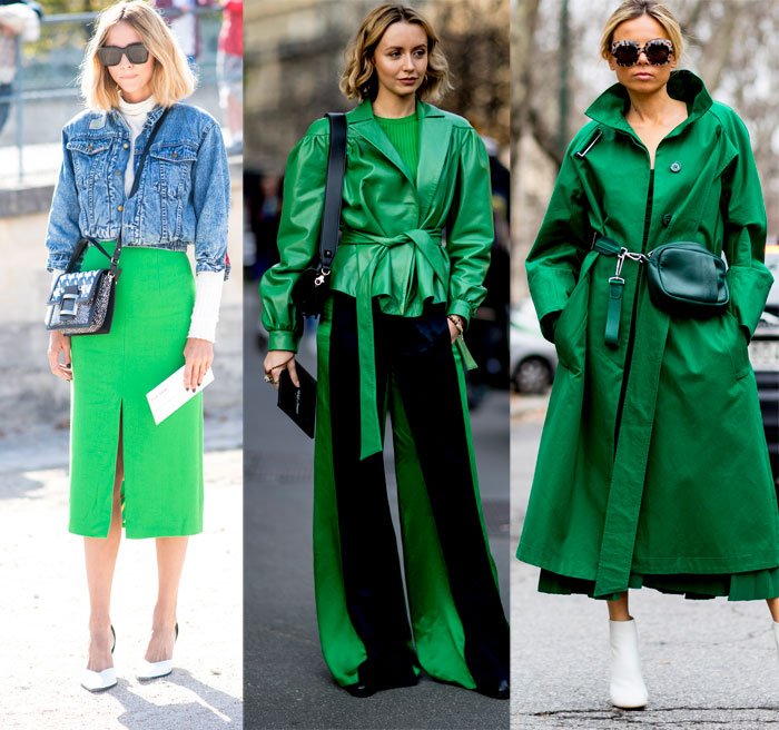 The street style set wearing kelly green