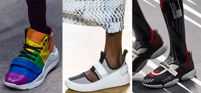 Velcro sneakers on the Spring 2018 runways at Burberry, Issey Miyake and Prada