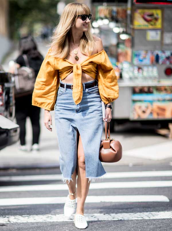 cropped blouse street style NYFW Spring 2018