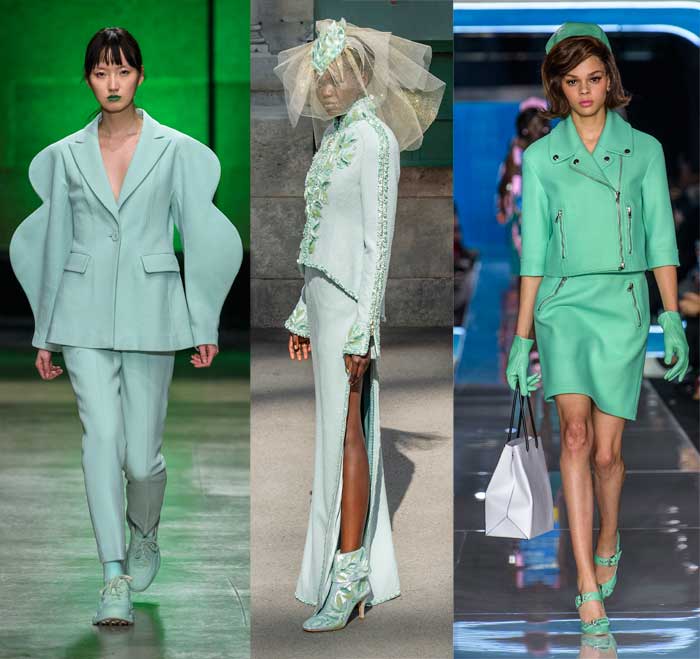 Neo mint on the Fall 2018 runways at Annakiki, Chanel Haute Couture and Moschino