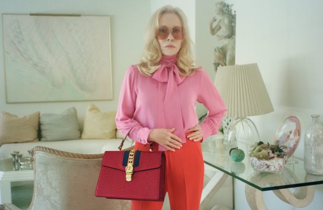 Faye Dunaway in Gucci's campaign for its new bag, the Sylvie.