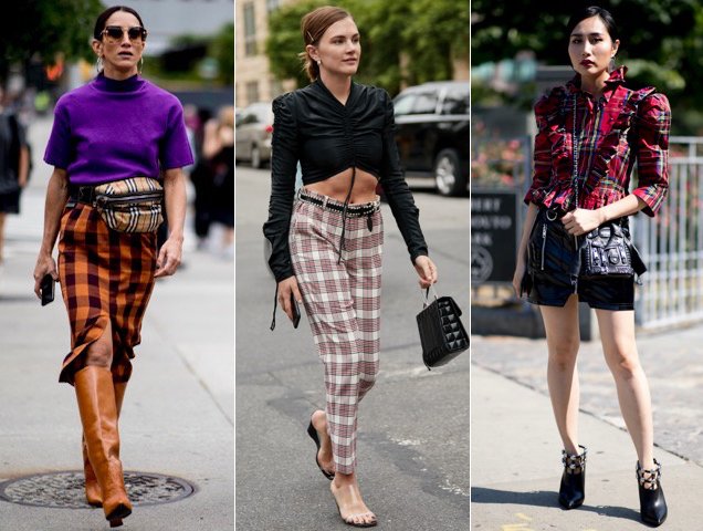 Plaid spotted outside the New York Fashion Week Spring 2019 shows.