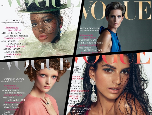 UK Vogue December 2018 : Adut Akech, Stella Tennant, Saffron Vadher & Primrose Archer by Steven Meisel