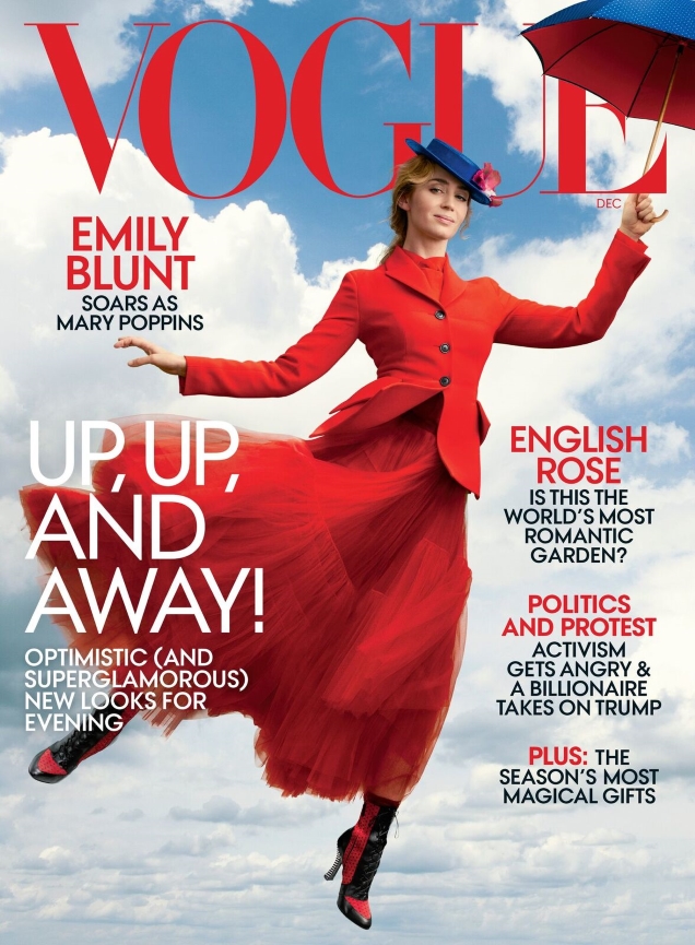 US Vogue December 2018 : Emily Blunt by Annie Leibovitz