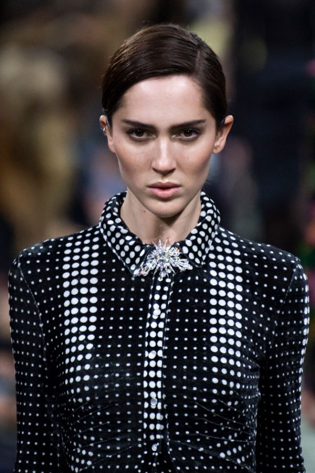 Teddy Quinlivan on the Paco Rabanne Fall 2019 runway.