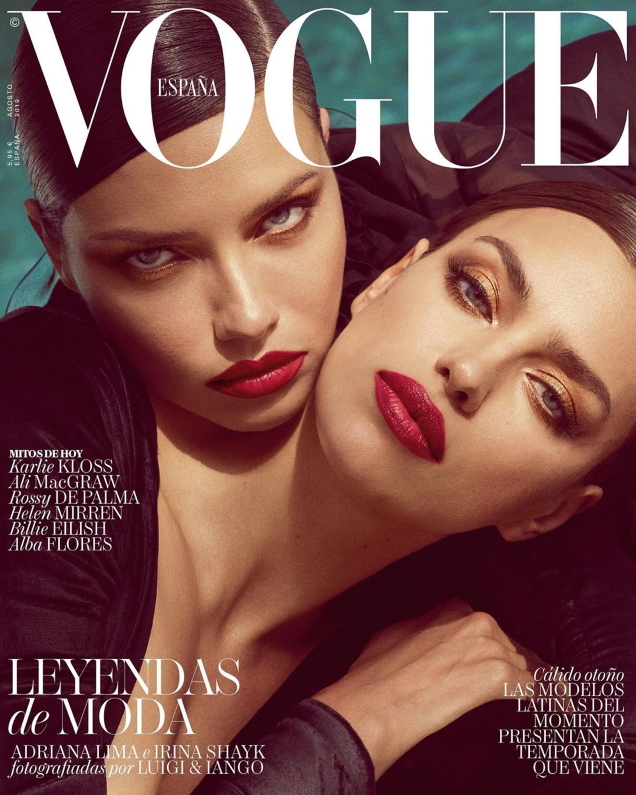 Vogue España August 2019 : Adriana Lima & Irina Shayk by Luigi & Iango