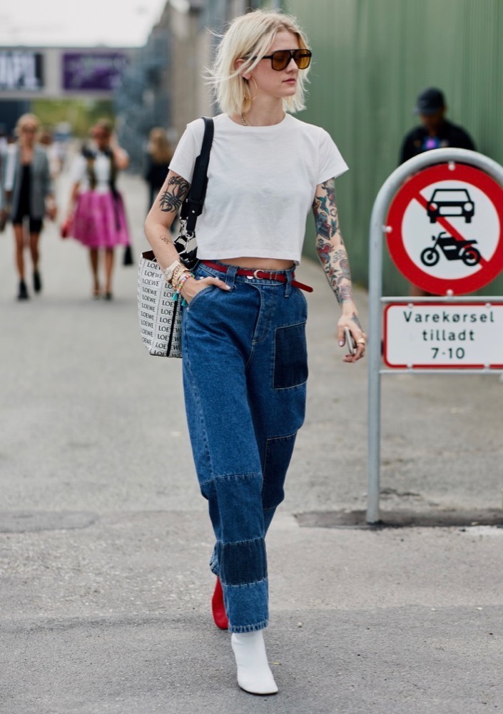 Nonbasic blue jeans on the streets.