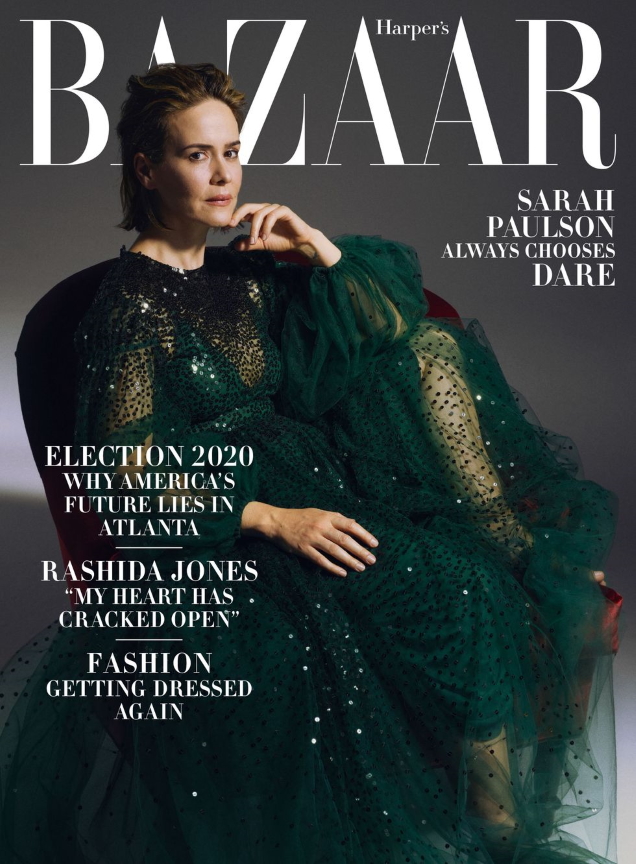 US Harper's Bazaar October 2020 : Sarah Paulson by Sam Taylor Johnson
