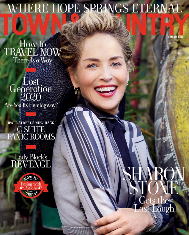 Town & Country October 2020 : Sharon Stone by Michael Muller