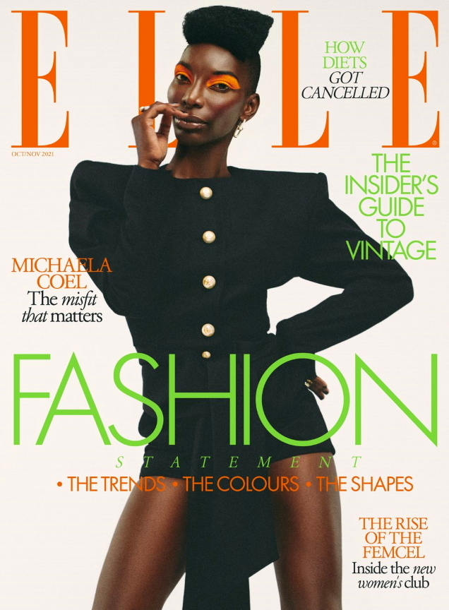 UK Elle October/November 2021 : Michaela Coel by Danny Kasirye