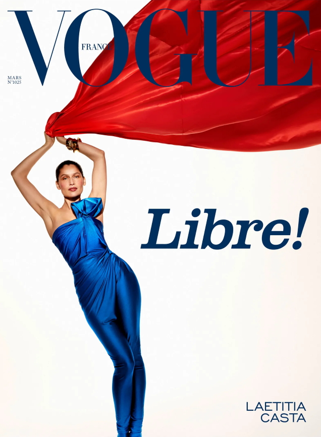 Vogue France March 2022 : Laetitia Casta by Carlijn Jacobs