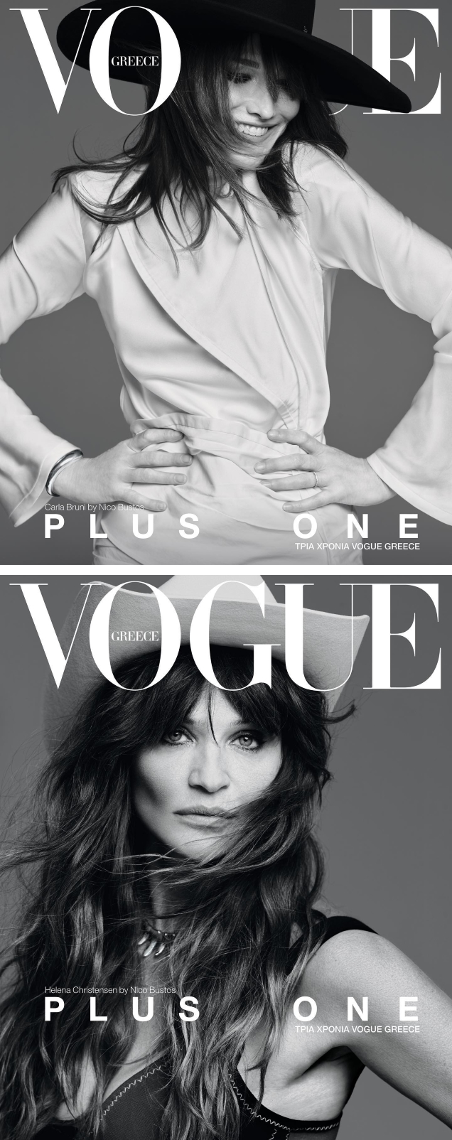 Vogue Greece April 2022 : Carla Bruni & Helena Christensen by Nico Bustos