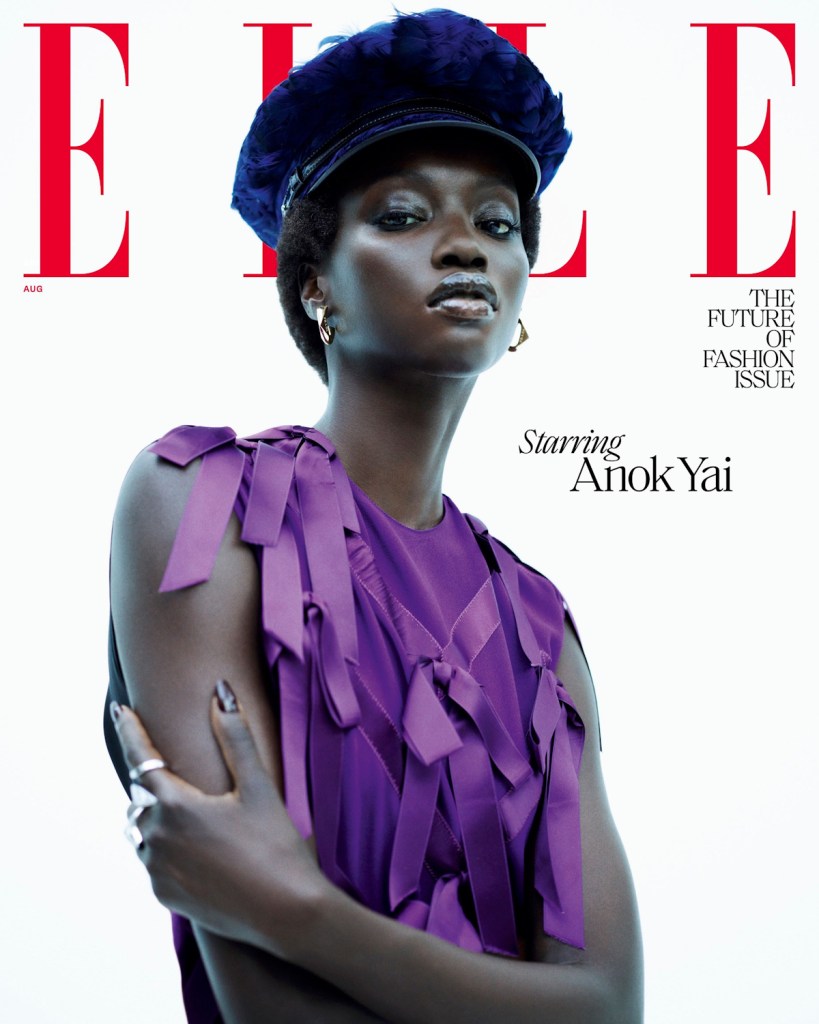 US Elle August 2024 : Anok Yai by Mario Sorrenti