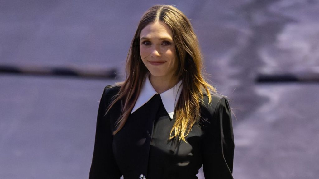 Elizabeth Olsen is seen at "Jimmy Kimmel Live" on September 16, 2024 in Los Angeles, California.