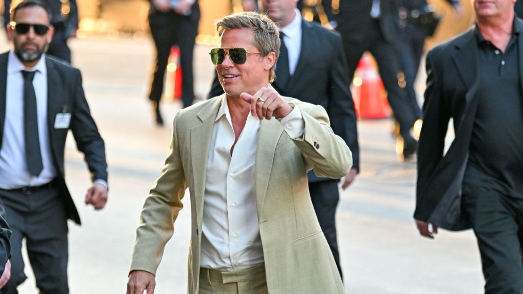 Brad Pitt is seen outside the premiere of "Wolfs"