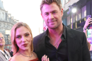 Scarlett Johansson and Chris Hemsworth attend the European Premiere of "Transformers One" at Cineworld Cinemas on September 19, 2024, in London, England.