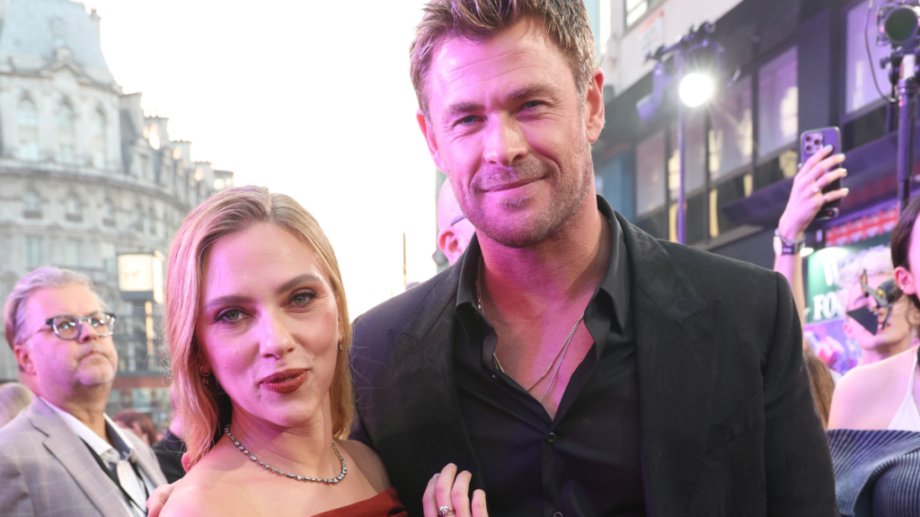 Scarlett Johansson and Chris Hemsworth attend the European Premiere of "Transformers One" at Cineworld Cinemas on September 19, 2024, in London, England.