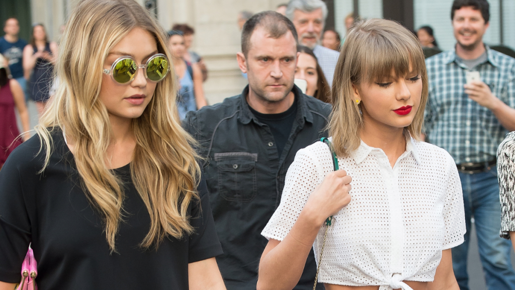 Model Gigi Hadid (L) and musician Taylor Swift seen on the streets of Manhattan on May 29, 2015 in New York City.