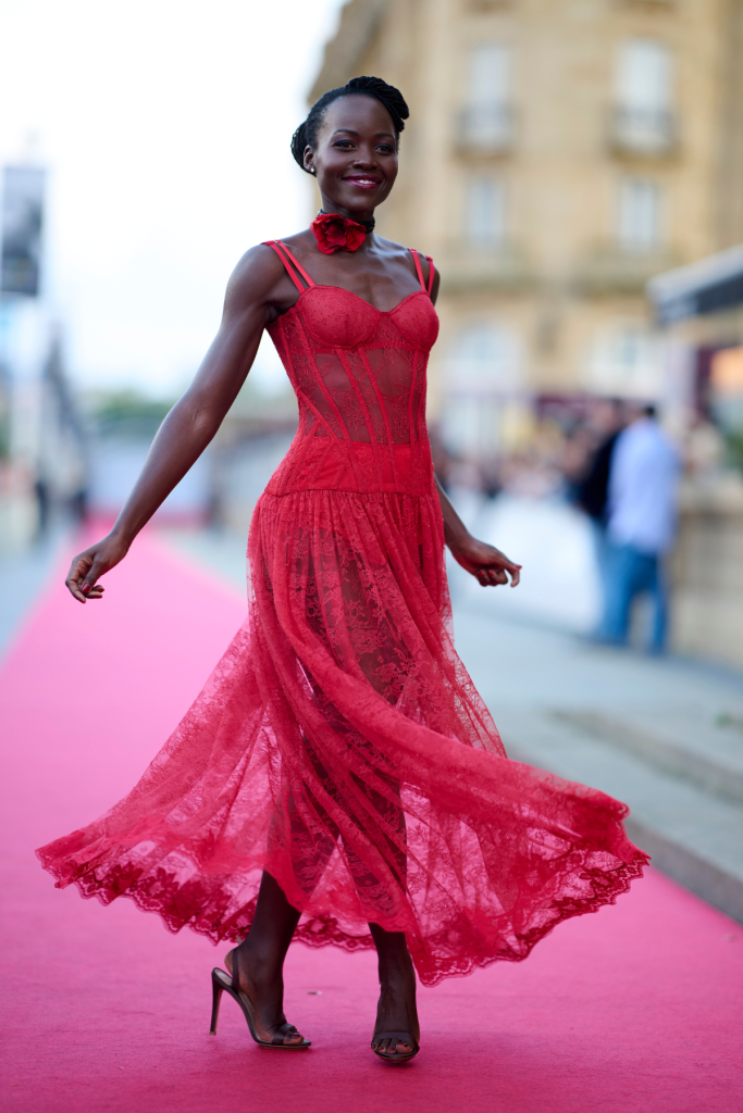 Actress Lupita Nyong'o attends the 'The Wild Robot / Robot Salvaje' premiere during the 72nd San Sebastian International Film Festival at the Victoria Eugenia Theater on September 22, 2024 in San Sebastian, Spain.