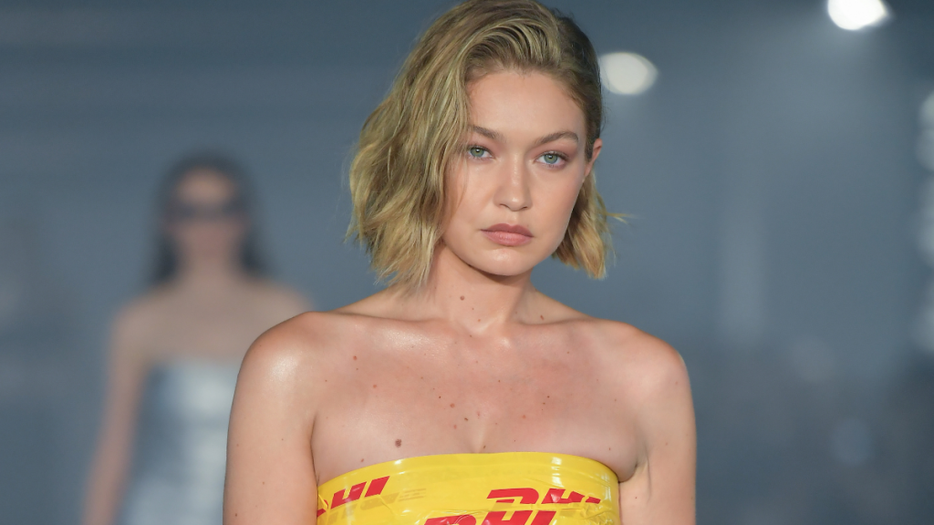 Gigi Hadid walks the runway during the Vetements Paris Womenswear Spring-Summer 2025 show as part of Paris Fashion Week on September 27, 2024 in Paris, France.