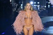 US model Lila Moss walks the runway during Victoria's Secret Fashion Show at Duggal Greenhouse at the Brooklyn Navy Yard in Brooklyn, New York on October 15, 2024.