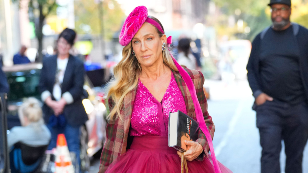 Sarah Jessica Parker is seen on the set of "And Just Like That..." on October 22, 2024 in New York City.