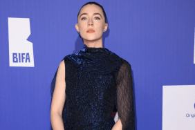 Saoirse Ronan ERDEM cocktail gown draped neckline British Independent Film Awards