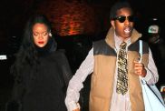 Rihanna, rocking an all-black look, and A$AP Rocky are seen on December 17, 2024 in Los Angeles, California.