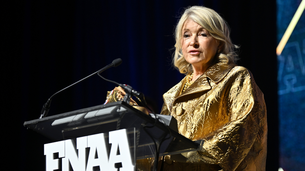 Martha Stewart speaks onstage during the Footwear News Achievement Awards (FNAAs) 2024 at Cipriani South Street on December 04, 2024 in New York City.