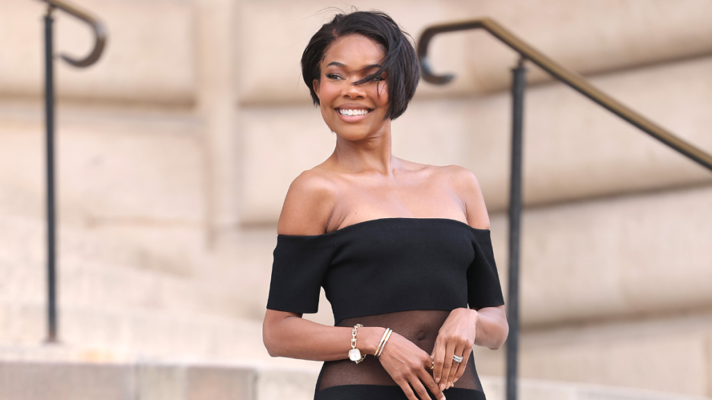 Gabrielle Union PFW sheer dress photos Schiaparelli Paris Fashion Week