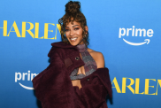 Meagan Good winter dressing co-ords jacked Harlem premiere