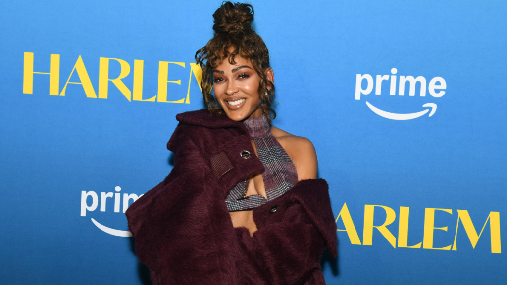 Meagan Good winter dressing co-ords jacked Harlem premiere