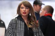 Taylor Swift arrives prior to the AFC Divisional Playoff game between the Houston Texans and Kansas City Chiefs at GEHA Field at Arrowhead Stadium on January 18, 2025 in Kansas City, Missouri.