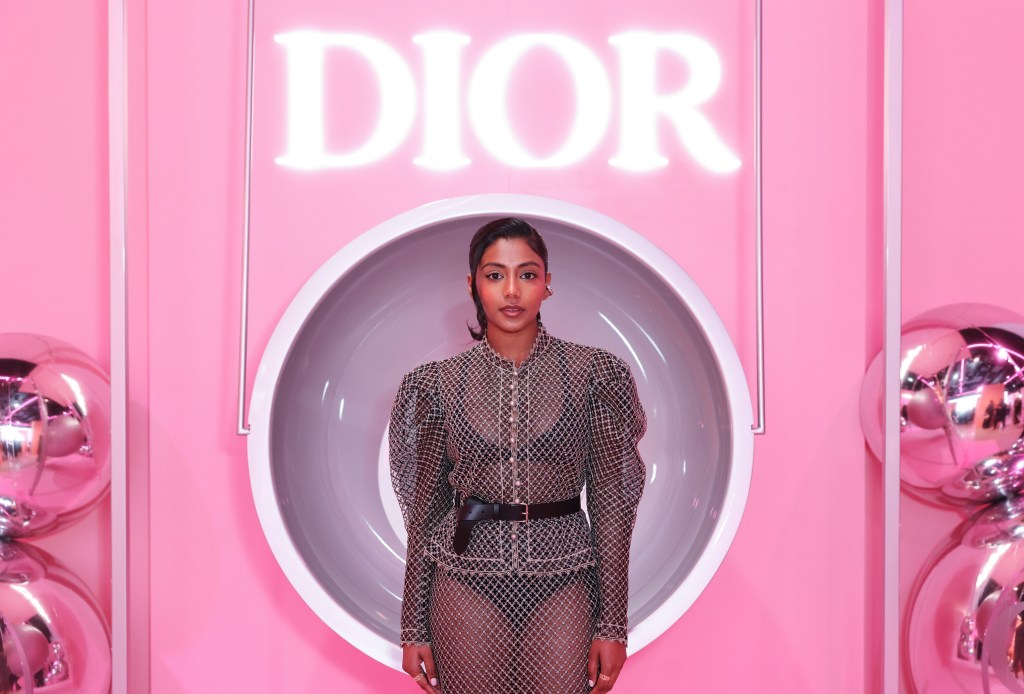 Charithra Chandran attends the Inside Lip Glow party by Dior Beauty on January 30, 2025 in London, England.