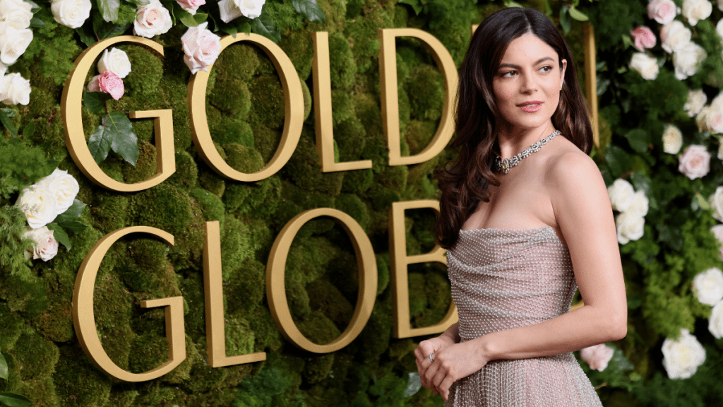 US actress Monica Barbaro arrives for the 82nd annual Golden Globe Awards at the Beverly Hilton hotel in Beverly Hills, California, on January 5, 2025.