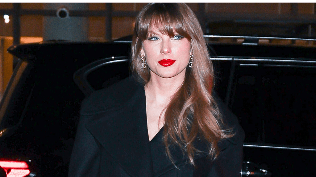 Taylor Swift is seen arriving to Nobu Downtown in Financial District on January 17, 2025 in New York City.