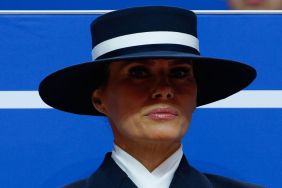 First lady Melania Trump looks on during an indoor inauguration parade at the Capital One Arena on January 20, 2025 in Washington, DC. Donald Trump takes office for his second term as the 47th president of the United States.