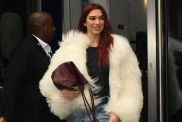 Dua Lipa is seen leaving Global Radio Studios in on November 8, 2023 in London, United Kingdom.