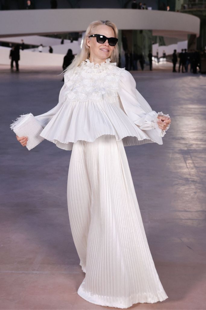 US actress Pamela Anderson poses during a photocall ahead of the Chanel Women's Haute-Couture Spring/Summer 2025 collection as part of the Fashion Week in Paris, on January 28, 2025.