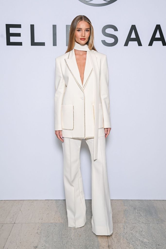 Rosie Huntington Whiteley attends the Elie Saab Haute Couture Spring-Summer 2025 show as part of Paris Fashion Week on January 29, 2025 in Paris, France.