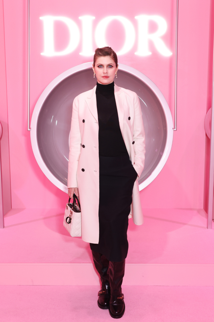 Alexandra Daddario attends the Inside Lip Glow party by Dior Beauty on January 30, 2025 in London, England.