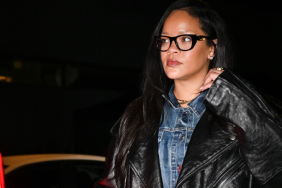 Rihanna Los Angeles photos leather coat