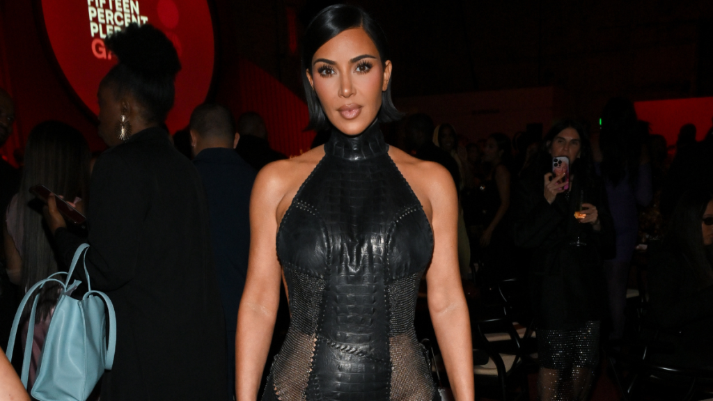 Kim Kardashian at the Fourth Annual Fifteen Percent Pledge Gala held at Paramount Studios on February 1, 2025 in Los Angeles, California.