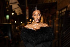 Winnie Harlow is seen during arrival of KFN at NYFW celebration dinner on February 05, 2025 in New York City.