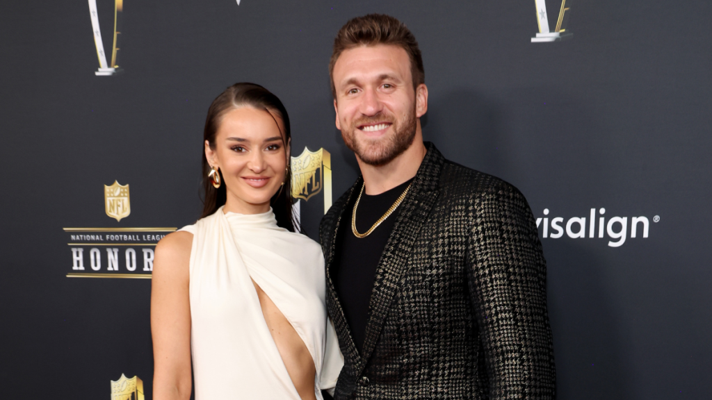 Kristin Juszczyk and Kyle Juszczyk attend the 14th Annual NFL Honors at Saenger Theatre on February 06, 2025 in New Orleans, Louisiana.