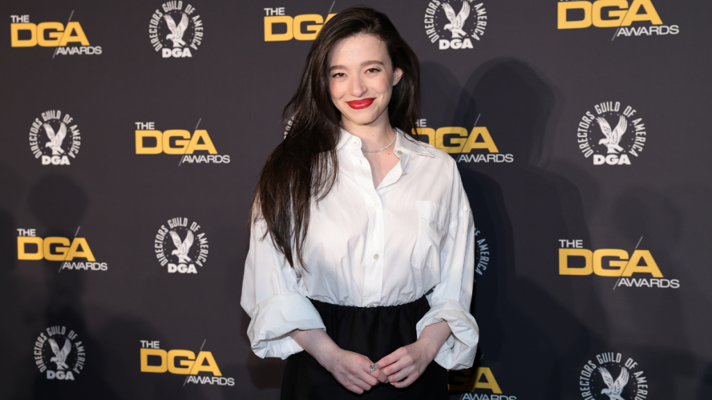 Mikey Madison poses in the press room during the at the 77th Annual Directors Guild Of America Awards at The Beverly Hilton on February 08, 2025 in Beverly Hills, California.