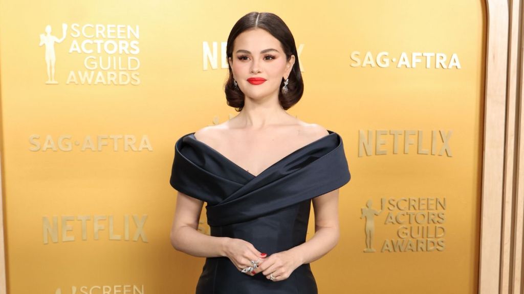 Selena Gomez at the 31st Screen Actors Guild Awards held at Shrine Auditorium and Expo Hall on February 23, 2025 in Los Angeles, California.