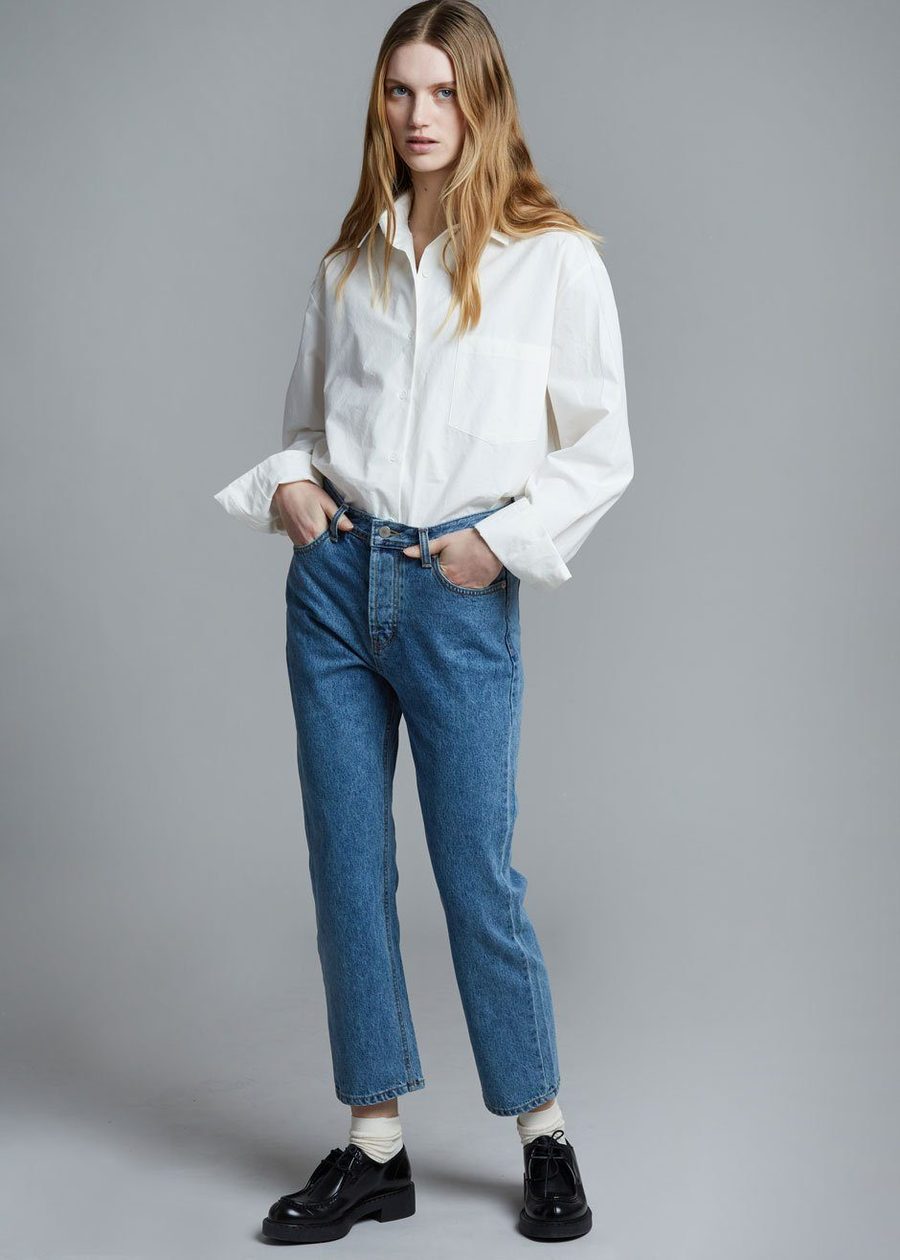Petite Fashion Blog, Petite Style, Fleurette Notch Collar Wool Coat, Gucci Belt, Everlane High Rise Straight Leg Jeans